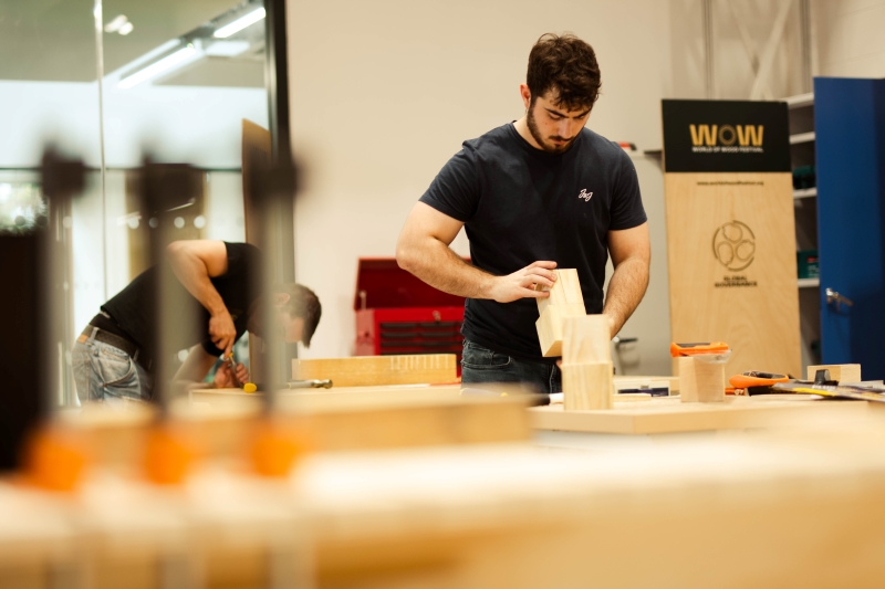 Student learning in a workshop.